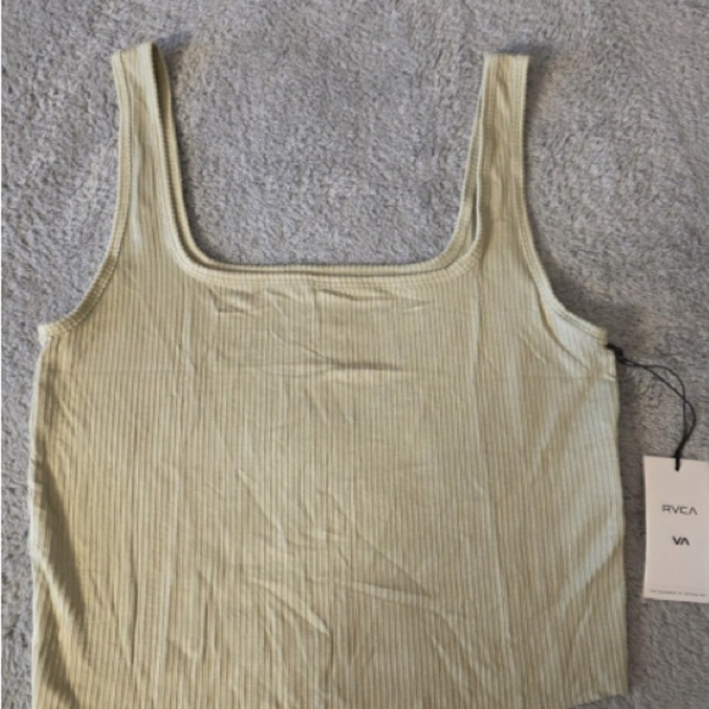RVCA Women's Light Tan Ribbed Tank Top